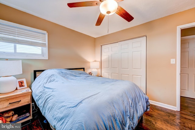 67 Neptune Ln, Levittown, PA 19054 - bedroom featuring wood finished floors, a closet, and a ceiling fan