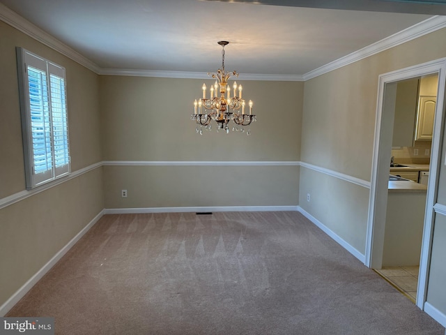 15 Deerfield Ln, Sewell, NJ 08080 - empty room featuring light colored carpet, crown molding, and a chandelier