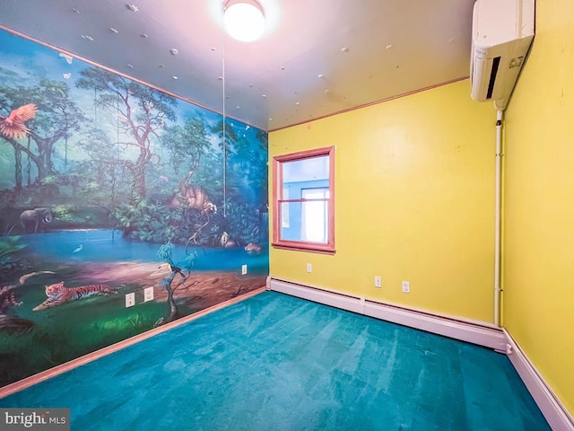 237 Lakeside Dr Unit N, Levittown, PA 19054 - unfurnished room with a baseboard heating unit, carpet, and a wall unit AC