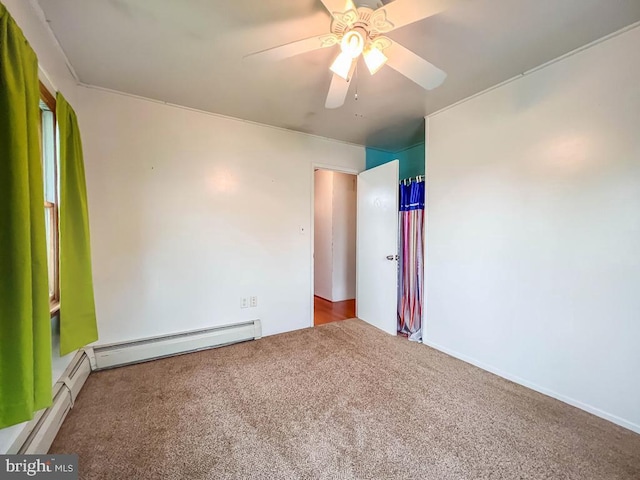 237 Lakeside Dr Unit N, Levittown, PA 19054 - empty room with a baseboard heating unit, carpet floors, and a ceiling fan