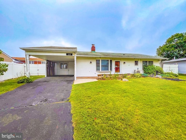 237 Lakeside Dr Unit N, Levittown, PA 19054 - ranch-style home with driveway, a chimney, and an attached carport