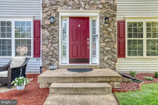 890 Ambleside Dr, Culpeper, VA 22701 - doorway to property featuring stone siding