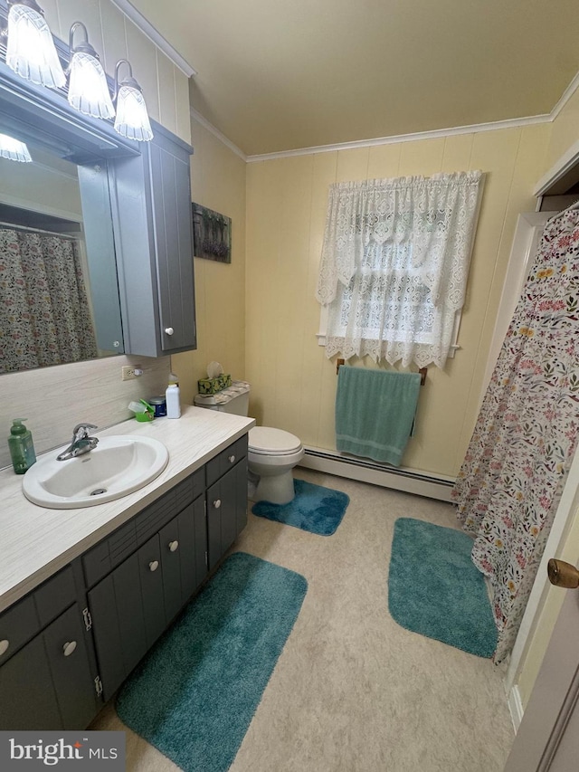 18 Benedict Rd, Lancaster, PA 17603 - full bathroom with a baseboard radiator, vanity, and crown molding