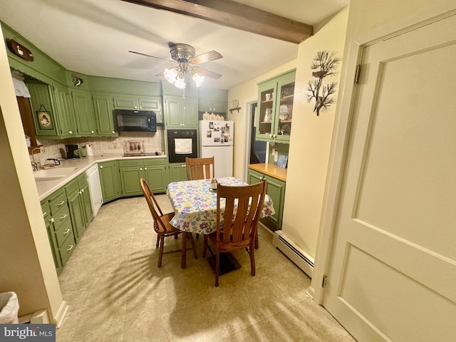 18 Benedict Rd, Lancaster, PA 17603 - dining space with a baseboard heating unit, ceiling fan, and light tile patterned floors