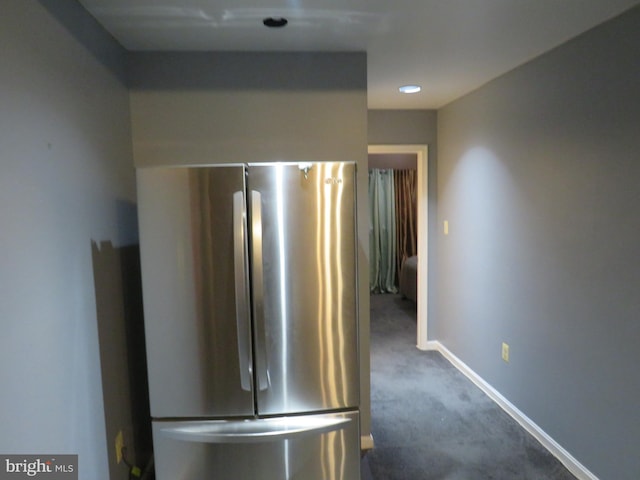 12310 Herrington Manor Dr, Silver Spring, MD 20904 - kitchen with freestanding refrigerator and carpet floors