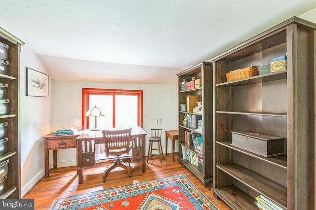 361 E Knowlton Rd, Media, PA 19063 - office area featuring wood finished floors and vaulted ceiling