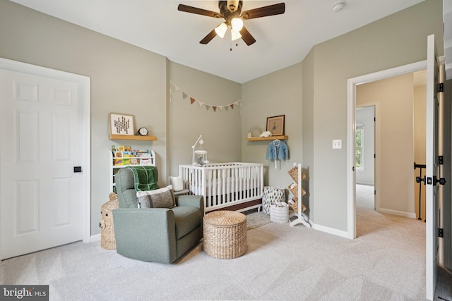 18416 Mill Run Ct, Leesburg, VA 20176 - carpeted bedroom featuring a nursery area and a ceiling fan