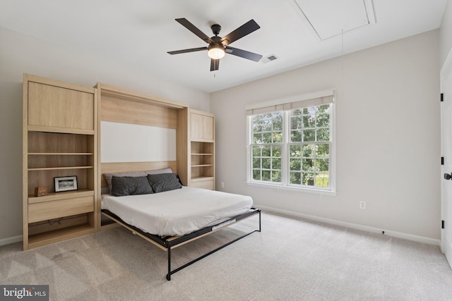 18416 Mill Run Ct, Leesburg, VA 20176 - bedroom featuring attic access, light carpet, and ceiling fan