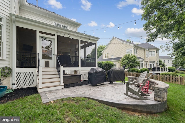 18416 Mill Run Ct, Leesburg, VA 20176 - view of patio with a grill and a sunroom