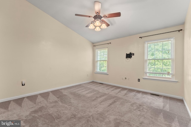 5522 Trout Run Rd, Clinton, MD 20735 - spare room featuring lofted ceiling, carpet floors, and a ceiling fan