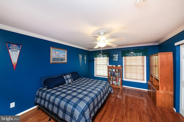 2553 Stone Hill Rd, Harleysville, PA 19438 - bedroom featuring wood finished floors, ornamental molding, and a ceiling fan