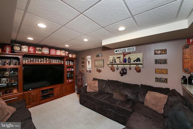 2553 Stone Hill Rd, Harleysville, PA 19438 - carpeted living area with recessed lighting and a drop ceiling