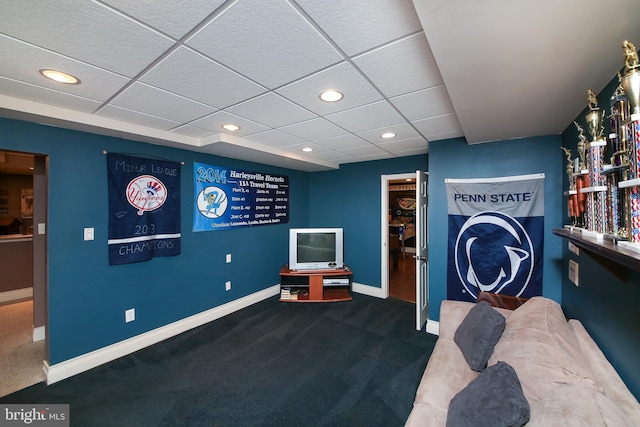 2553 Stone Hill Rd, Harleysville, PA 19438 - carpeted home theater with a drop ceiling and recessed lighting