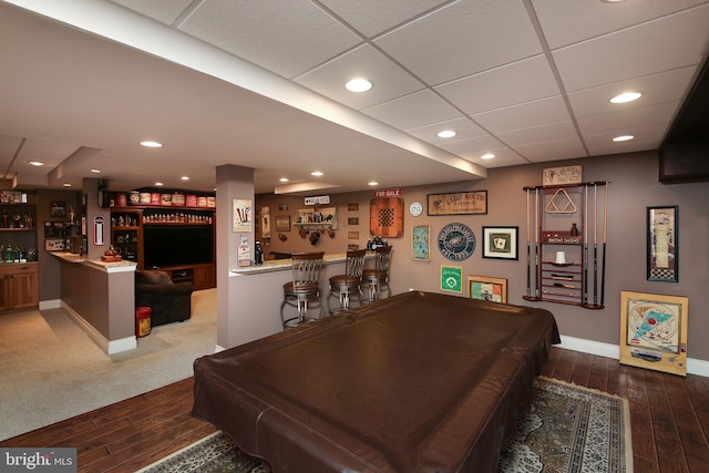 2553 Stone Hill Rd, Harleysville, PA 19438 - playroom featuring bar, billiards, wood finished floors, and recessed lighting