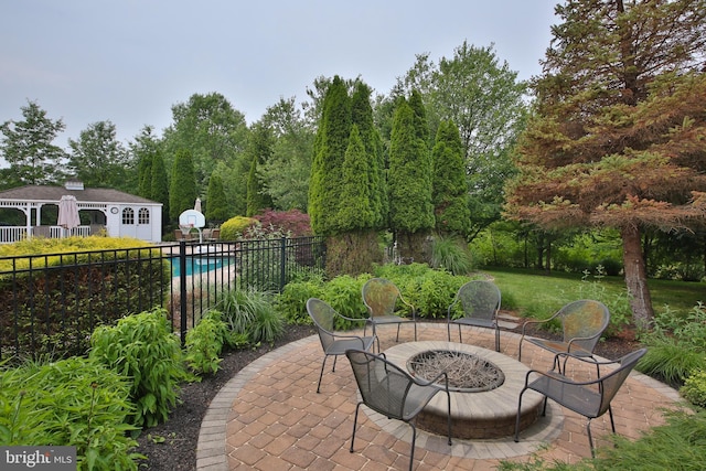 2553 Stone Hill Rd, Harleysville, PA 19438 - view of patio featuring a fire pit