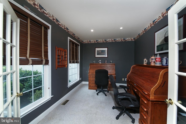 2553 Stone Hill Rd, Harleysville, PA 19438 - carpeted home office with baseboards and recessed lighting