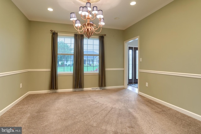 395 Olde Meadow Ln, Lebanon, PA 17042 - empty room with a chandelier, carpet flooring, and recessed lighting