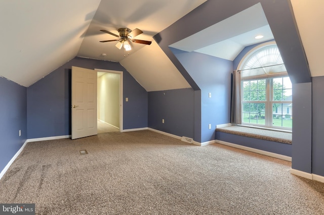 395 Olde Meadow Ln, Lebanon, PA 17042 - bonus room featuring lofted ceiling, carpet flooring, a ceiling fan, and plenty of natural light