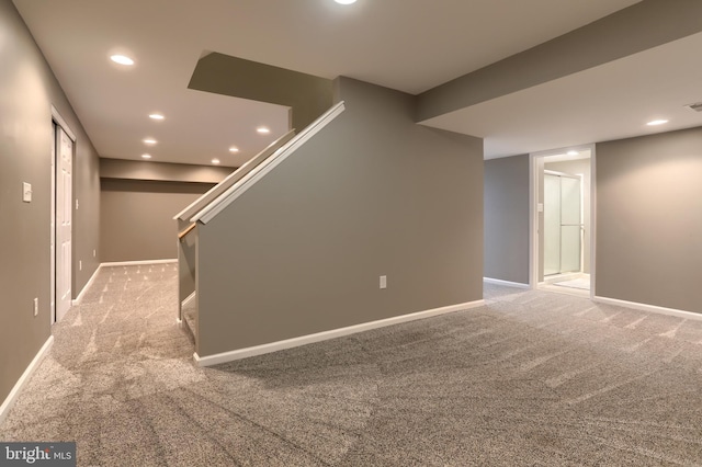 395 Olde Meadow Ln, Lebanon, PA 17042 - finished below grade area featuring light carpet, recessed lighting, and stairs