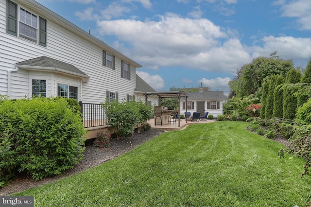 395 Olde Meadow Ln, Lebanon, PA 17042 - view of green lawn featuring a patio area, a pergola, and a wooden deck