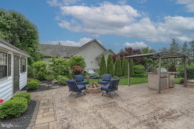 395 Olde Meadow Ln, Lebanon, PA 17042 - view of patio / terrace with a fire pit, a pergola, and grilling area