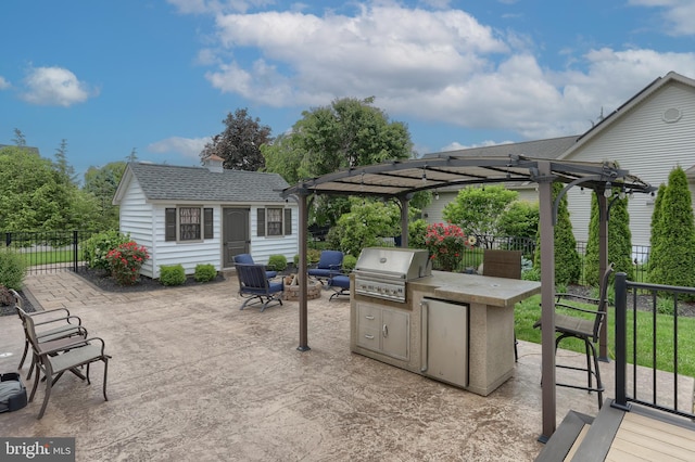 395 Olde Meadow Ln, Lebanon, PA 17042 - view of patio / terrace featuring a pergola, an outdoor structure, and exterior kitchen