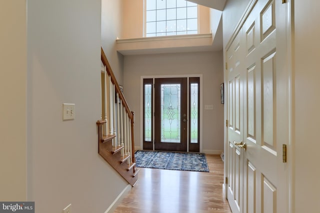 395 Olde Meadow Ln, Lebanon, PA 17042 - entrance foyer with a towering ceiling, wood finished floors, and stairway
