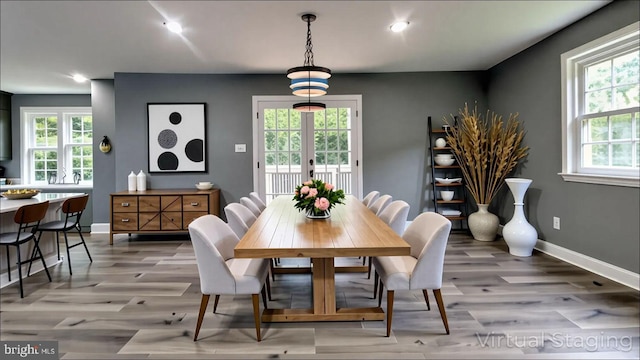 519 Clarks Run Rd, La Plata, MD 20646 - dining area featuring light wood-style floors, plenty of natural light, recessed lighting, and french doors