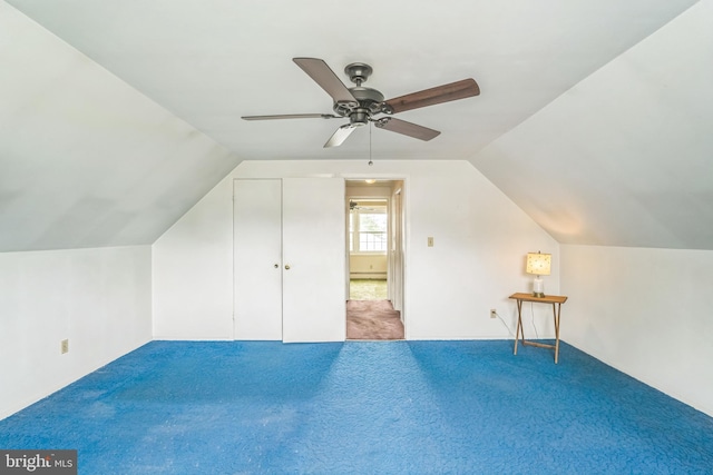 19 Marblestone Ln, Willingboro, NJ 08046 - bonus room with vaulted ceiling, a ceiling fan, and carpet flooring