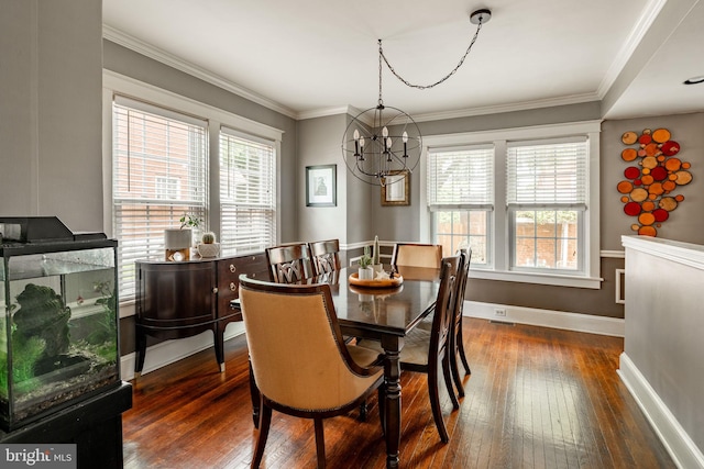 227 Ruby St, Lancaster, PA 17603 - dining space featuring a chandelier, dark wood-style floors, and crown molding