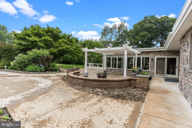 352 Concord Rd, Glen Mills, PA 19342 - view of patio / terrace featuring a fire pit and a pergola