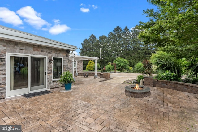 352 Concord Rd, Glen Mills, PA 19342 - view of patio / terrace with an outdoor fire pit and a pergola