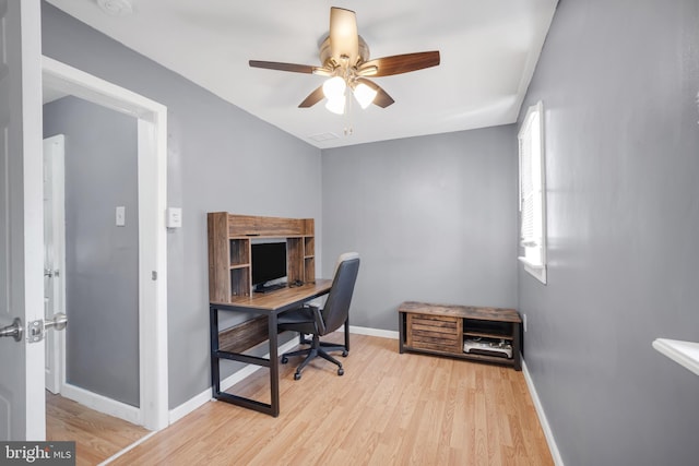 864 Moyer St, Philadelphia, PA 19125 - office area featuring ceiling fan and light wood-type flooring