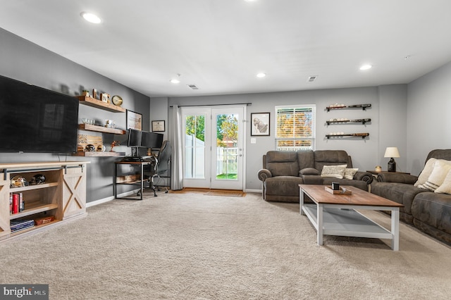932 Dawes Ct, Bel Air, MD 21014 - carpeted living area featuring recessed lighting and an office area