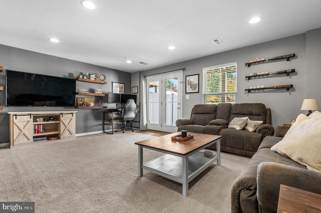 932 Dawes Ct, Bel Air, MD 21014 - carpeted living room featuring recessed lighting and an office area