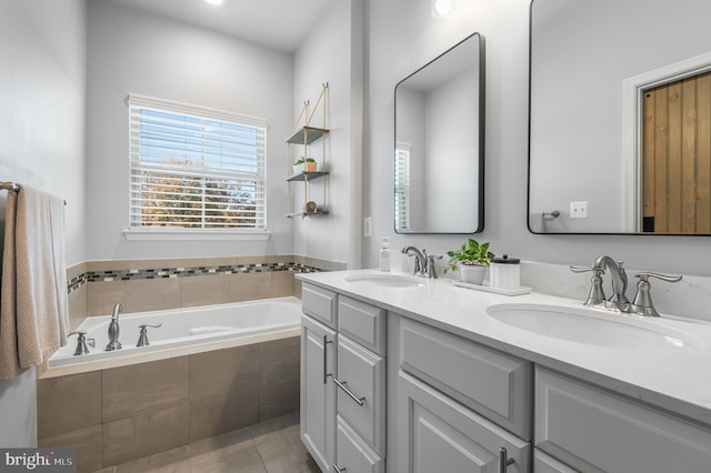 932 Dawes Ct, Bel Air, MD 21014 - full bathroom with double vanity, a bath, and tile patterned floors
