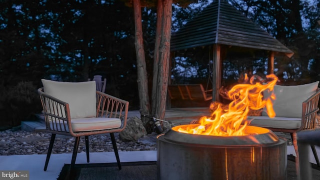 302 Fox Run Rd, Wardensville, WV 26851 - view of patio with a fire pit and a gazebo