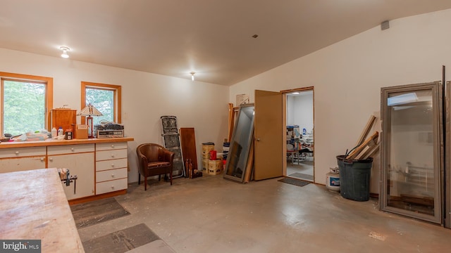 302 Fox Run Rd, Wardensville, WV 26851 - misc room featuring concrete floors and vaulted ceiling