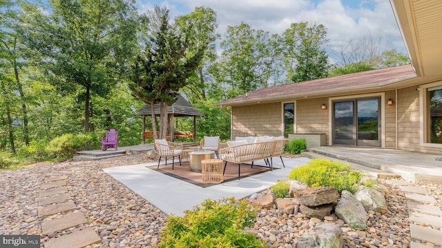 302 Fox Run Rd, Wardensville, WV 26851 - view of patio / terrace with a gazebo and an outdoor hangout area