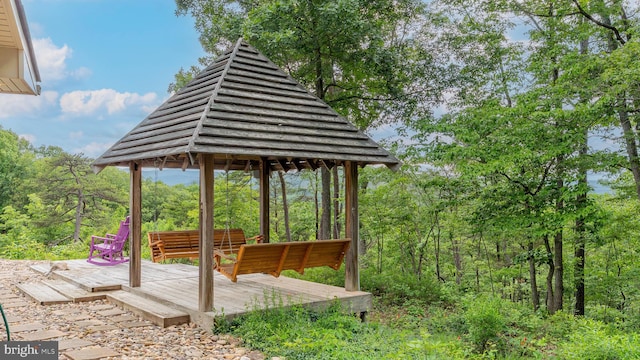 302 Fox Run Rd, Wardensville, WV 26851 - wooden deck with a gazebo