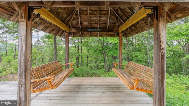 302 Fox Run Rd, Wardensville, WV 26851 - wooden deck featuring a view of trees