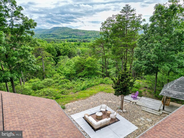 302 Fox Run Rd, Wardensville, WV 26851 - view of patio featuring a view of trees and a mountain view