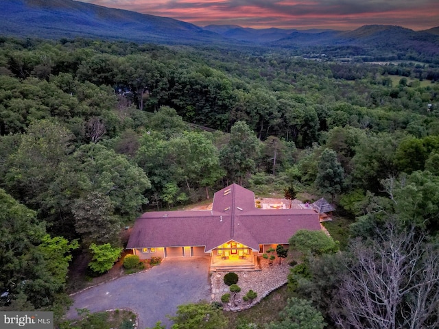 302 Fox Run Rd, Wardensville, WV 26851 - view from above of property featuring a heavily wooded area and a mountainous background