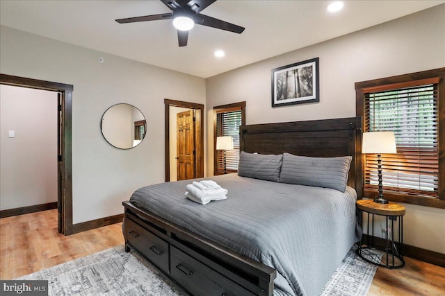130 Lodestone Way, Mc Henry, MD 21541 - bedroom featuring light wood-type flooring, recessed lighting, and a ceiling fan