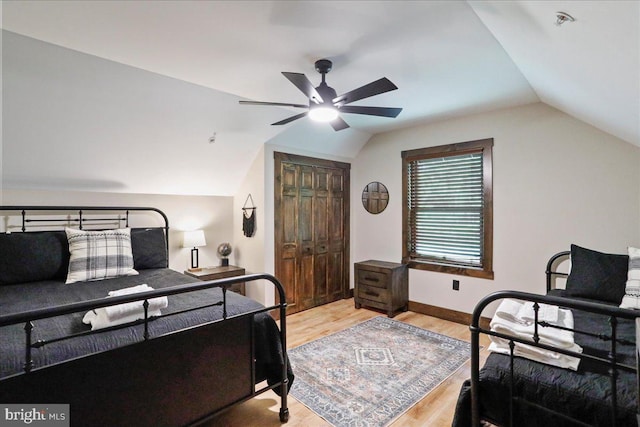 130 Lodestone Way, Mc Henry, MD 21541 - bedroom with lofted ceiling, wood finished floors, a closet, and a ceiling fan