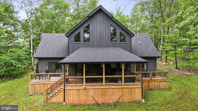 130 Lodestone Way, Mc Henry, MD 21541 - back of house with a shingled roof, stairway, and a deck