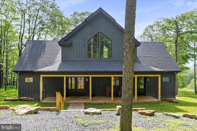130 Lodestone Way, Mc Henry, MD 21541 - view of front of property featuring roof with shingles, french doors, board and batten siding, and a porch