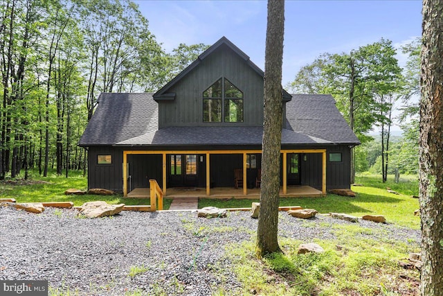 130 Lodestone Way, Mc Henry, MD 21541 - view of front facade with roof with shingles, board and batten siding, and french doors