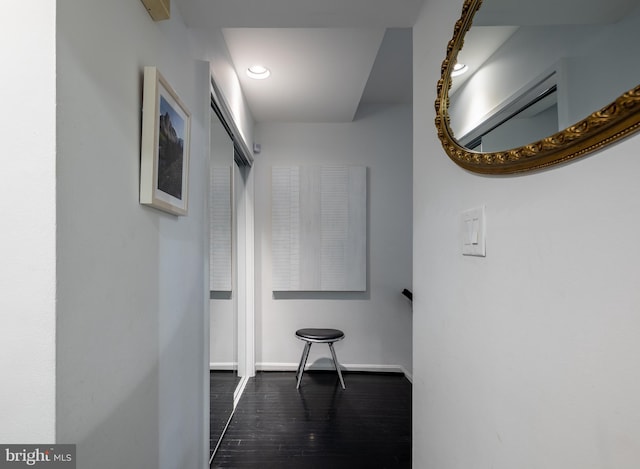 1823 Belmont Rd NW Unit D, Washington, DC 20009 - hallway featuring dark wood-style flooring and recessed lighting