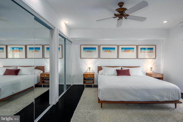 1823 Belmont Rd NW Unit D, Washington, DC 20009 - bedroom featuring wood finished floors, recessed lighting, and ceiling fan